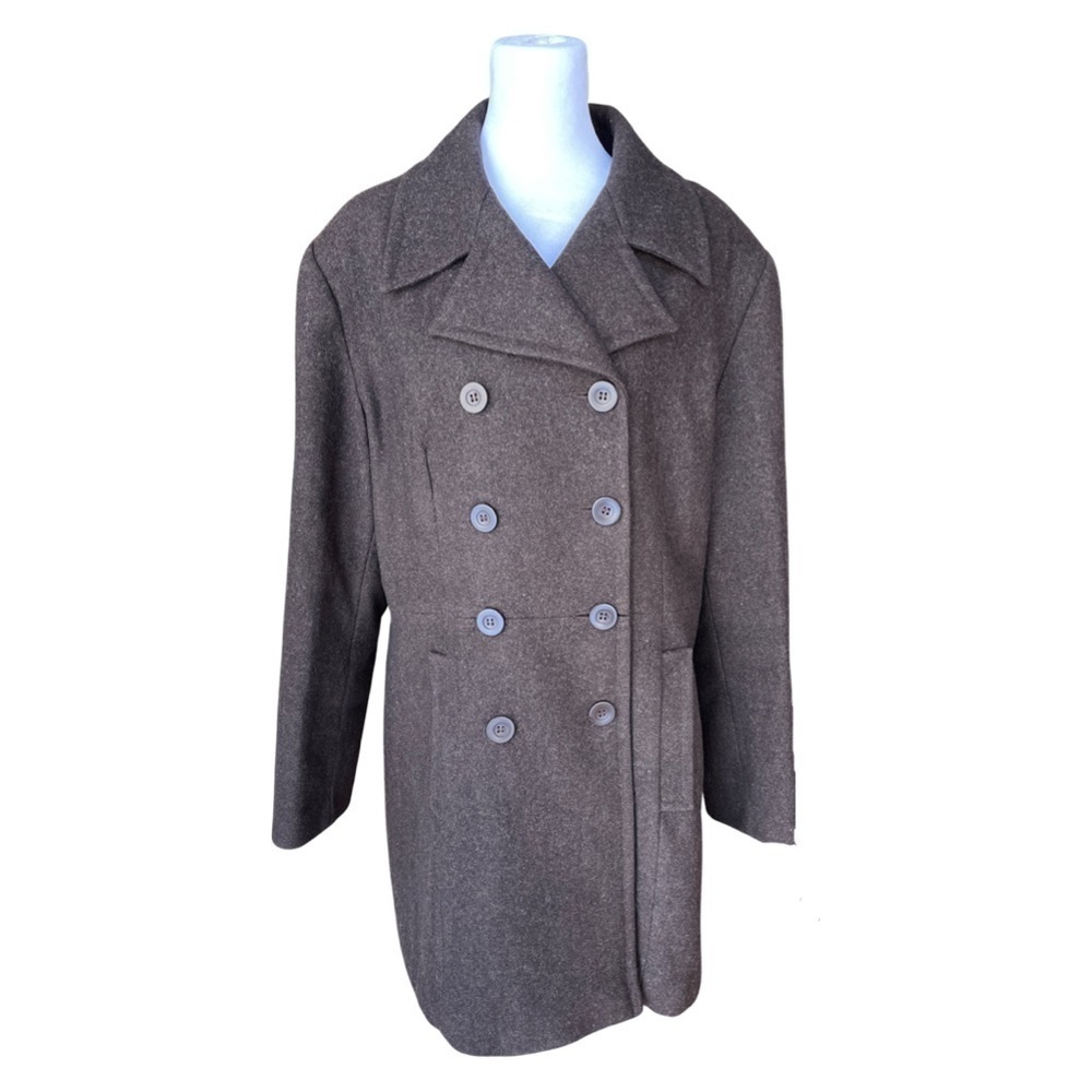 Vintage Stephanie Mathews Merino Wool Double Breasted Coat | Size Medium | Brown